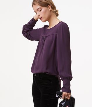 Loft Covered Shoulder Button Blouse