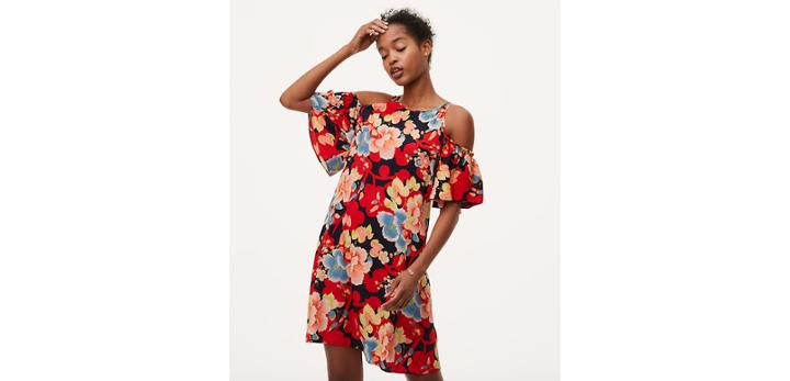 Loft Tropic Cold Shoulder Swing Dress