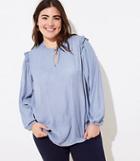 Loft Plus Jacquard Ruffle Trim Blouse