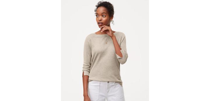 Loft Shimmer Lace Up Back Sweater