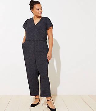 Loft Plus Floral Petal Sleeve Back Tie Jumpsuit