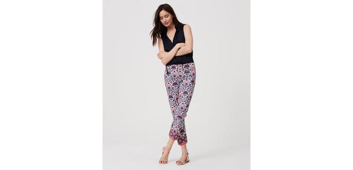 Loft Floral Mosaic Riviera Pants In Marisa Fit