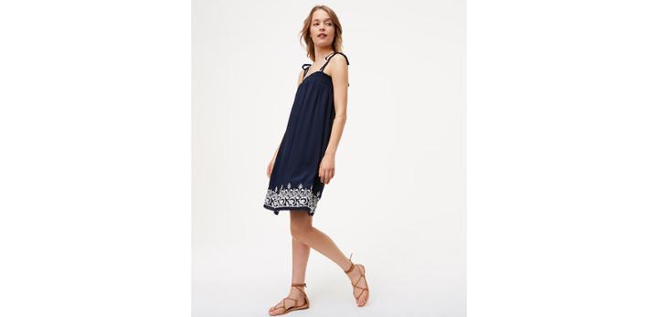 Loft Strapless Embroidered Dress