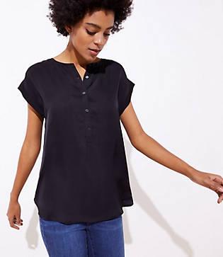 Loft Cap Sleeve Henley Top