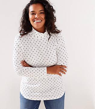 Loft Plus Dotted Shirttail Turtleneck