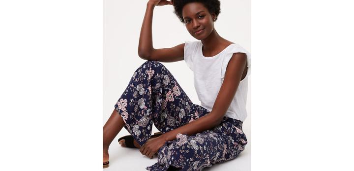 Loft Etched Floral Fluid Pants