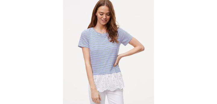 Loft Eyelet Hem Tee