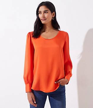 Loft Scoop Neck Puff Sleeve Top