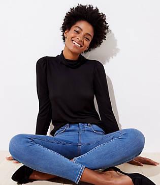 Loft Puff Sleeve Turtleneck Top