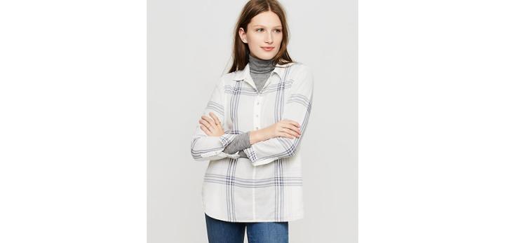Loft Lou & Grey Plaid Henley Pocket Tunic