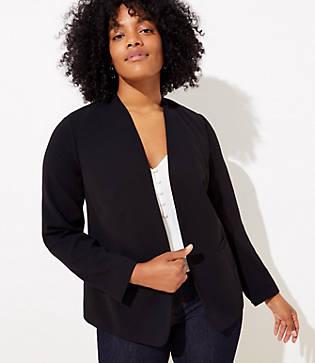 Loft Plus Crepe Collarless Blazer