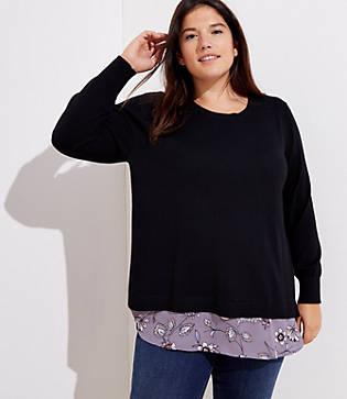 Loft Plus Lilac Garden Mixed Media Sweater