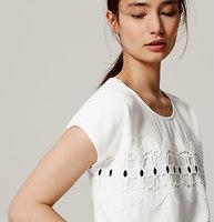 Loft Floral Lace Mixed Media Top