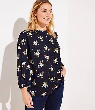 Loft Plus Vine Puff Sleeve Blouse