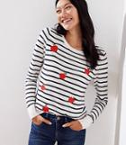 Loft Embroidered Apple Striped Sweater
