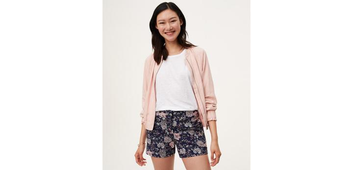 Loft Etched Floral Riviera Shorts With 4 Inch Inseam In Julie Fit