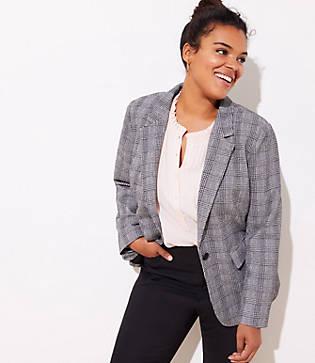 Loft Plus Plaid Knit Blazer