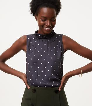 Loft Dotted Velvet Tie Shell