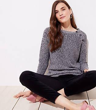 Loft Marled Shoulder Button Sweater