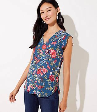 Loft Butterfly Flutter Cap Sleeve Shell