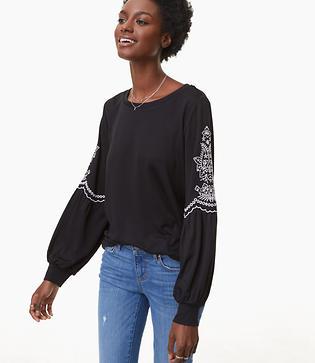 Loft Embroidered Blouson Sweatshirt