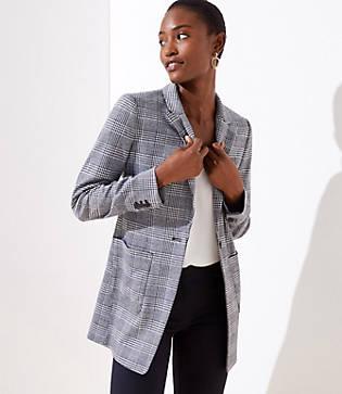 Loft Plaid Long Blazer