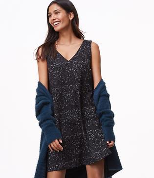 Loft Shimmer Paisley Swing Dress