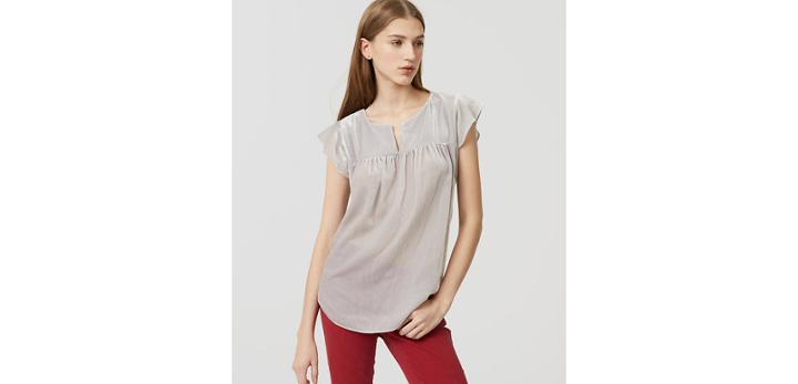 Loft Velvet Split Neck Shell