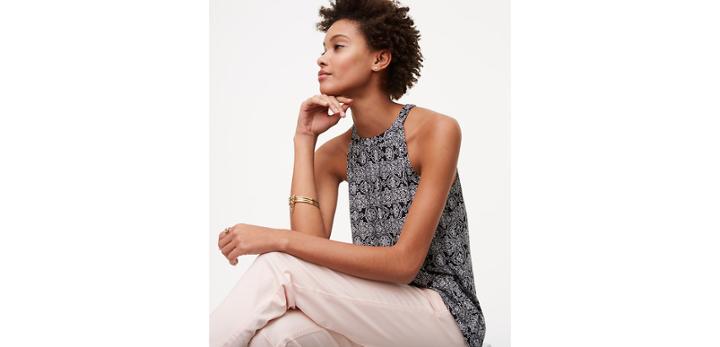 Loft Geo Striped Halter Top