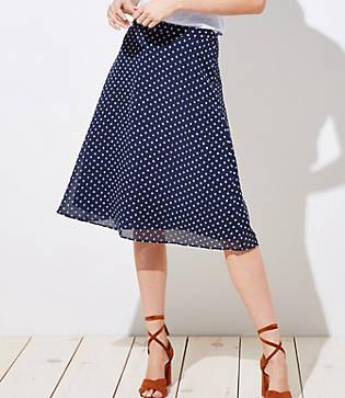 Loft Polka Dot Midi Skirt