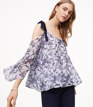 Loft Frosted Branch Cold Shoulder Top