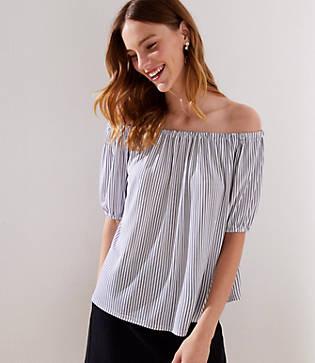 Loft Stripe Sandwashed Off The Shoulder Top