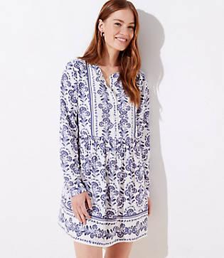 Loft Floral Flare Shirtdress