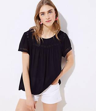 Loft Lace Trim Mixed Media Tee