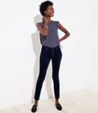 Loft Modern Velvet Button Fly Skinny Jeans In Black