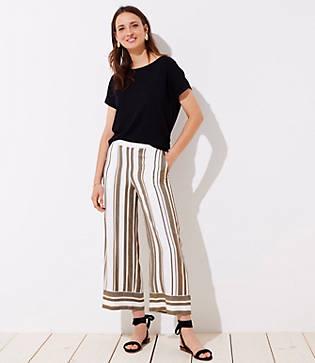 Loft Shimmer Striped Wide Leg Pants