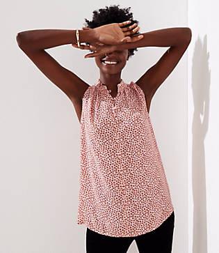 Loft Floral Pleated Collar Shell