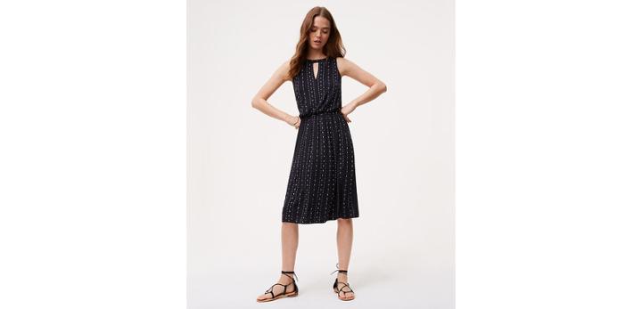 Loft Dotted Keyhole Dress