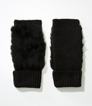 Loft Faux Fur Trim Fingerless Gloves