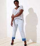 Loft Plus Double Unpicked Skinny Crop Jeans In Super Light Indigo Wash