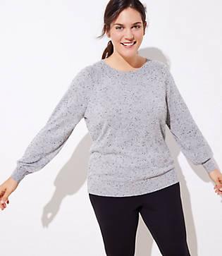 Loft Plus Speckled Draped Sleeve Sweater