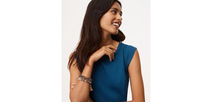 Loft Chain Tassel Beaded Stretch Bracelet Set