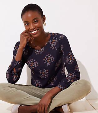 Loft Anemone Covered Button Shirttail Blouse