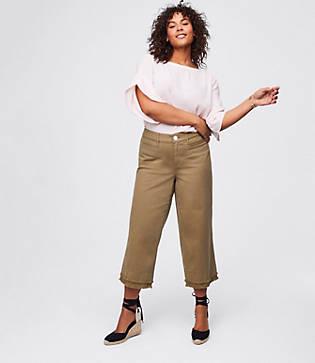 Loft Plus Frayed Wide Leg Crop Jeans In Magnolia Green