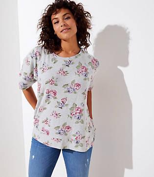 Loft Plus Floral Vintage Soft Sweatshirt Tee