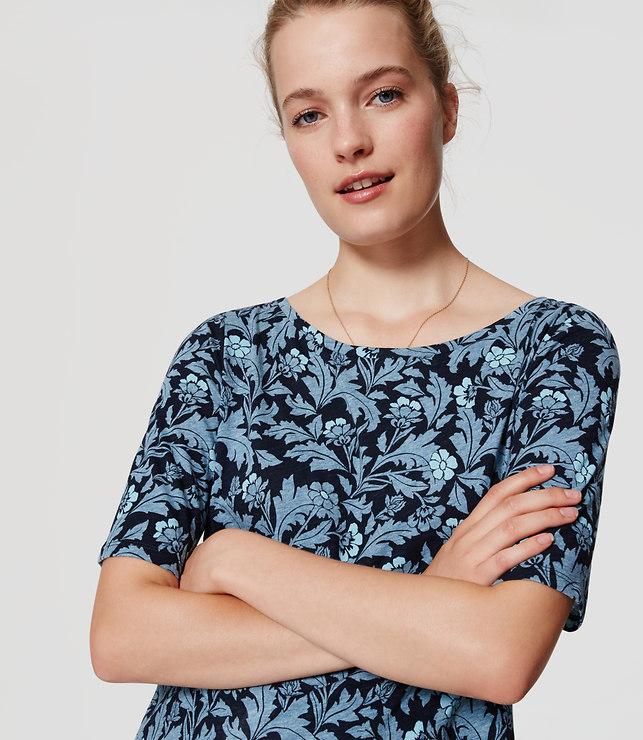 Loft Iced Floral Ballet Neck Tee