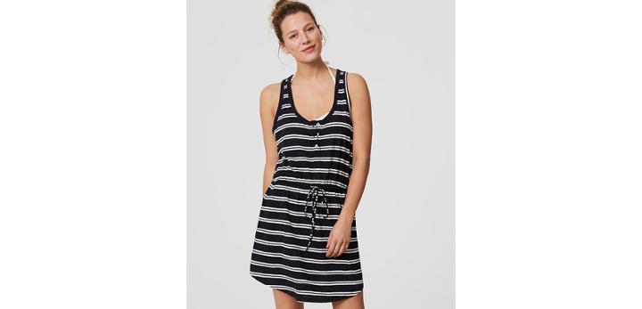 Loft Beach Striped Henley Racerback Dress