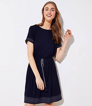 Loft Rope Tie Flare Dress