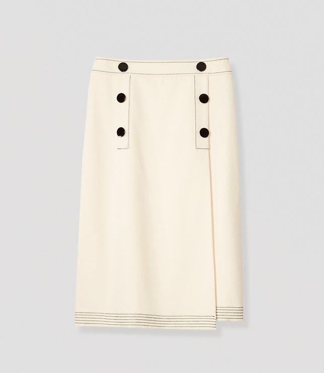 Loft Button Front Wrap Skirt