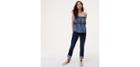 Loft Modern Frayed Cuff Straight Leg Jeans In Super Dark Indigo Wash